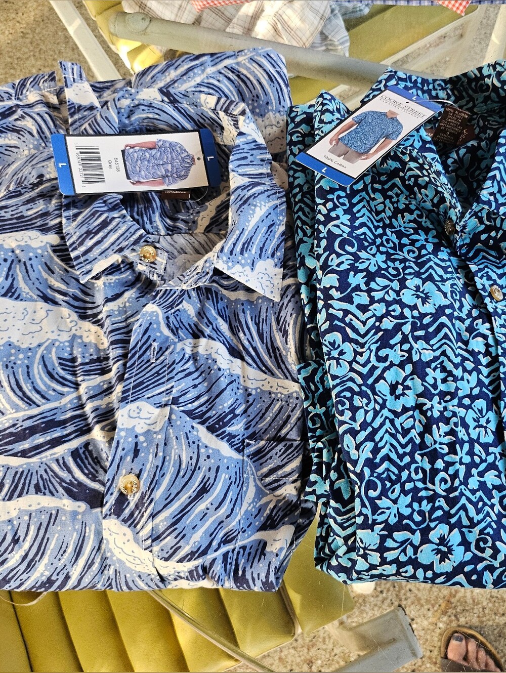 2 X New W Tags Cooke Street Blue Hawaiian Patterned Short Sleeve Shirts L